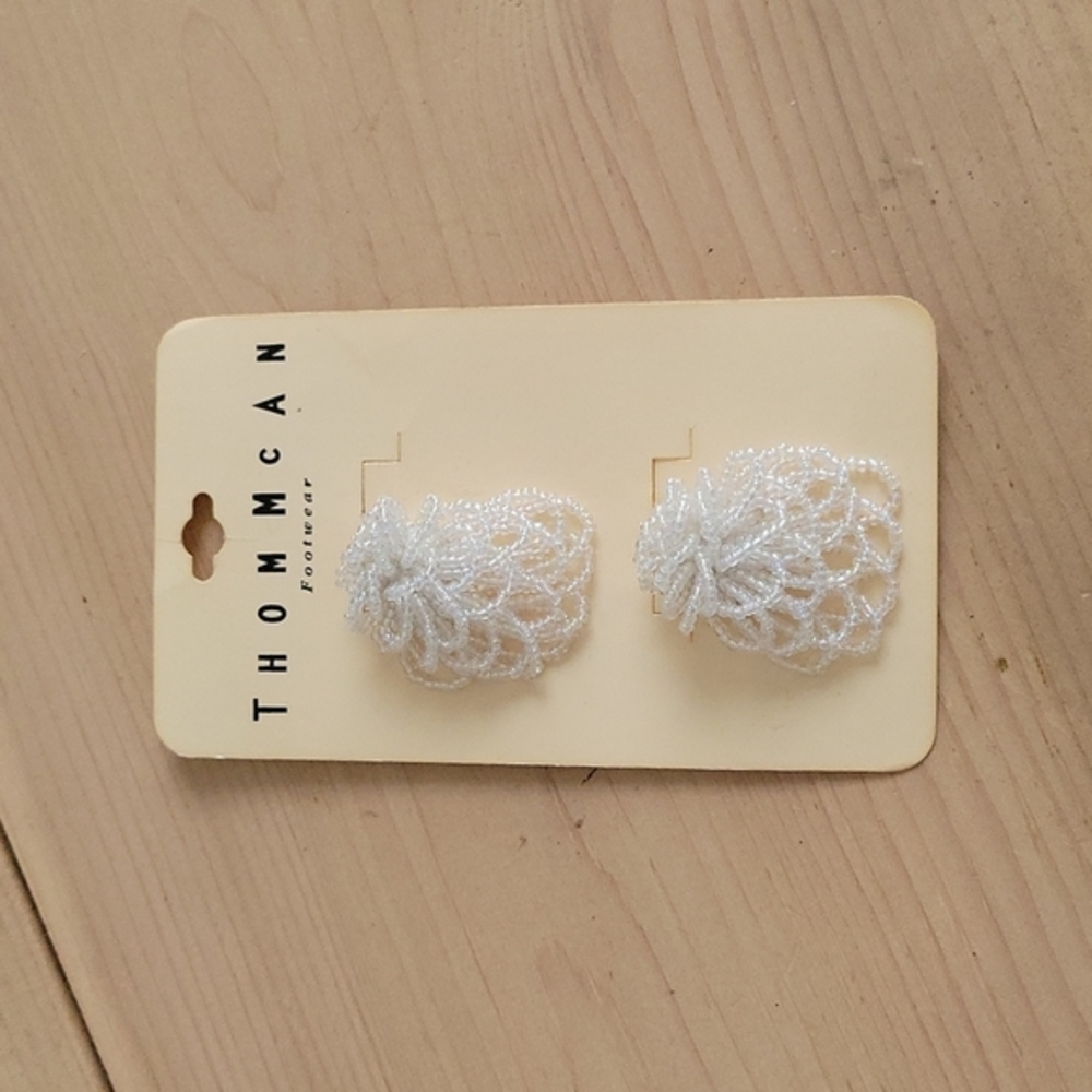 Thom McAn Vintage White Beaded Shoe Clips